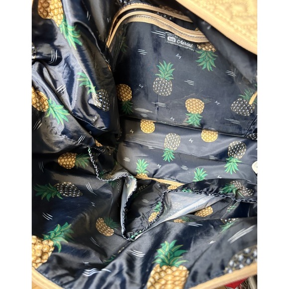 Lug Tote Bag Aerial 2 Pineapple Gold Quilted Embroidery Travel Beach Everyday - Picture 8 of 16